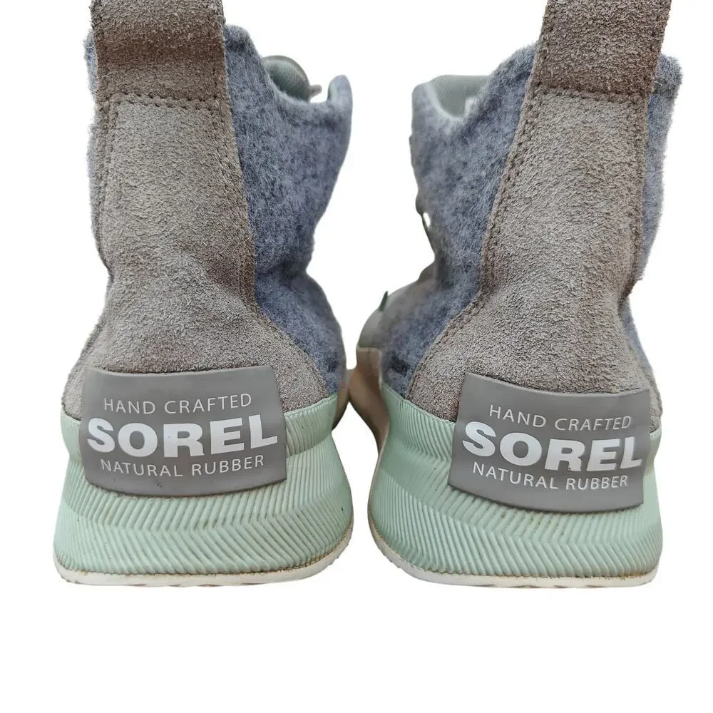 SOREL Women’s Size 11 Gray Wool Sneaker Boots NL4428-082 Lace-Up Comfort